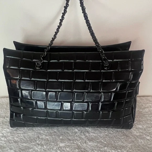 Chanel Black Quilted Vinyl Large Frozen Tote Bag - Picture 3 of 15